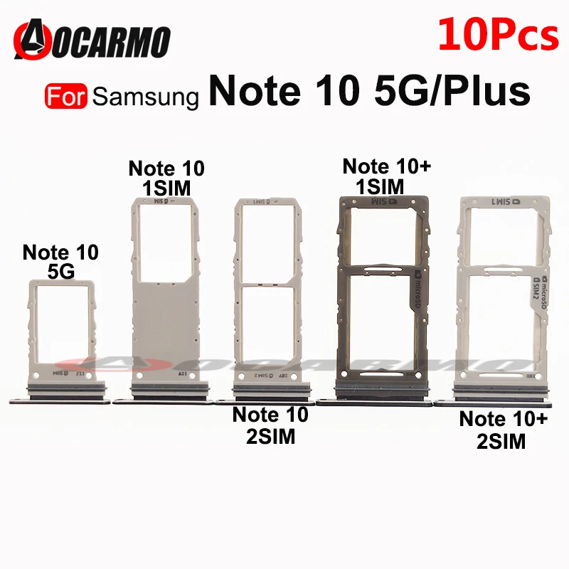 

10Pcs Sim Card Slot Tray Reader Holder MicroSD Adapter For Samsung Galaxy Note 10 Plus 5G 10+ N970 N975 SIM Tray Replacement