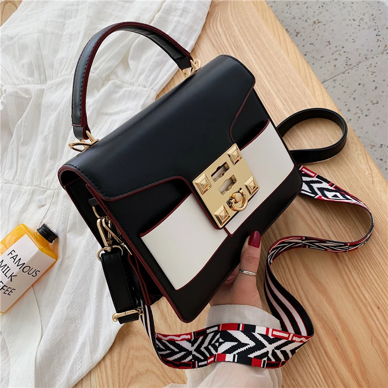 

Simple Fashion Panelled Leather Crossbody Bags for Women Bags for Women 2019 High Quality Handbag Small Square Bag Shoulder Bags