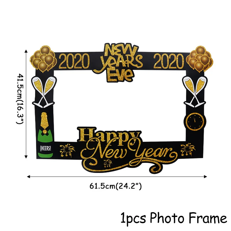 Счастливый год золотые фольги Воздушные шары ЕВА Вечерние Декорации фоторамка реквизит для фотостудии золотой черный Новогодняя гирлянда подарок - Цвет: 1pcs Photo Frame
