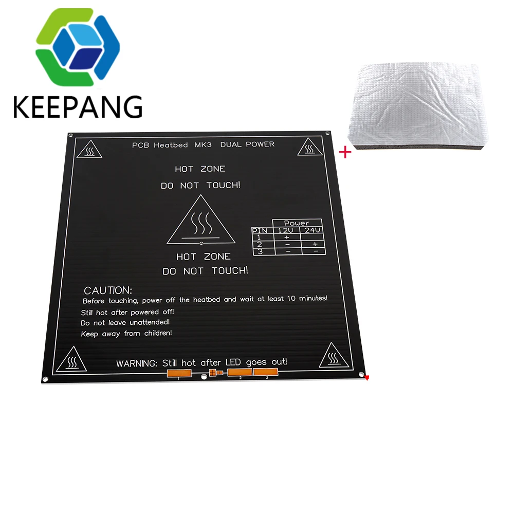 

12 В MK3 Hotbed 220*220*3 мм с изоляцией хлопок RepRap i3 RAMPS 1,4 PCB Стандартная Алюминиевая Тепловая панель Hot Plate