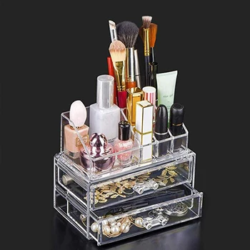 

Cosmetic Jewelry Storage Box Makeup Organizer 2-layer Drawer Storage Rack Transparent Storage Drawer Acrylic Makeup Brush