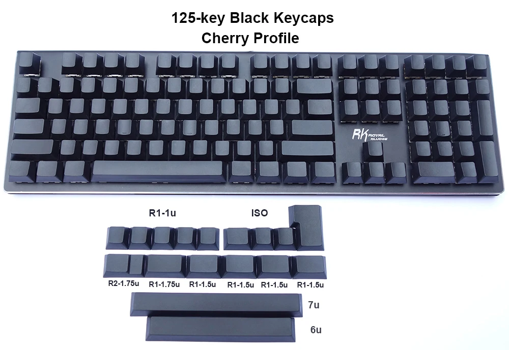 NPKC 125-key одноцветные вишневые профили пустые толстые PBT брелки ANSI ISO для Cherry MX переключатели механической клавиатуры