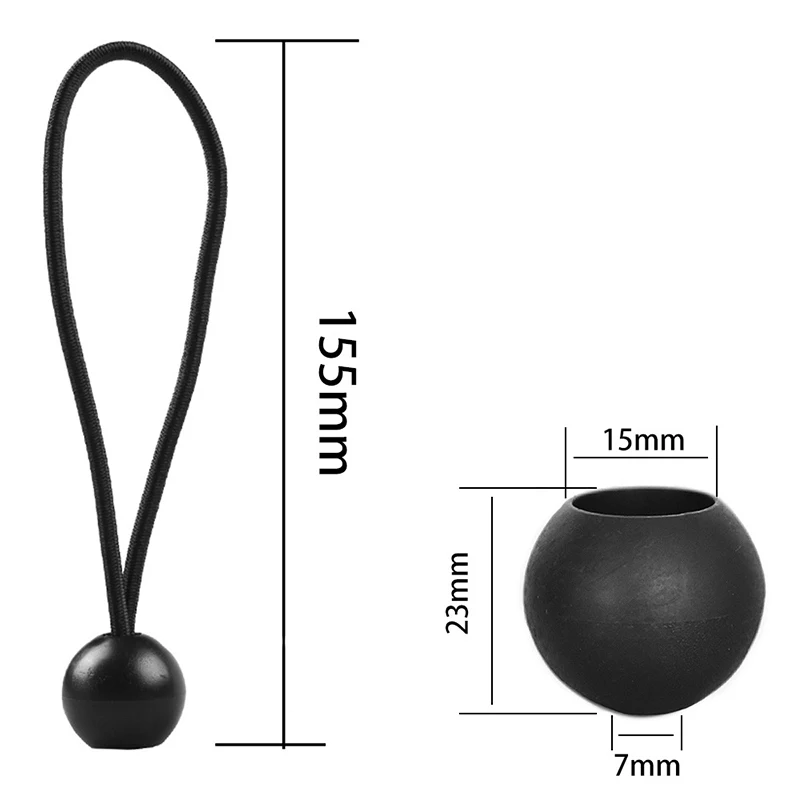 10PCS Black Ball Bungee Pack Shock Elastic Tie Loop Cord Fixing Securing Trailer Ropes Buckle Backpack Accessories Outdoors Tool
