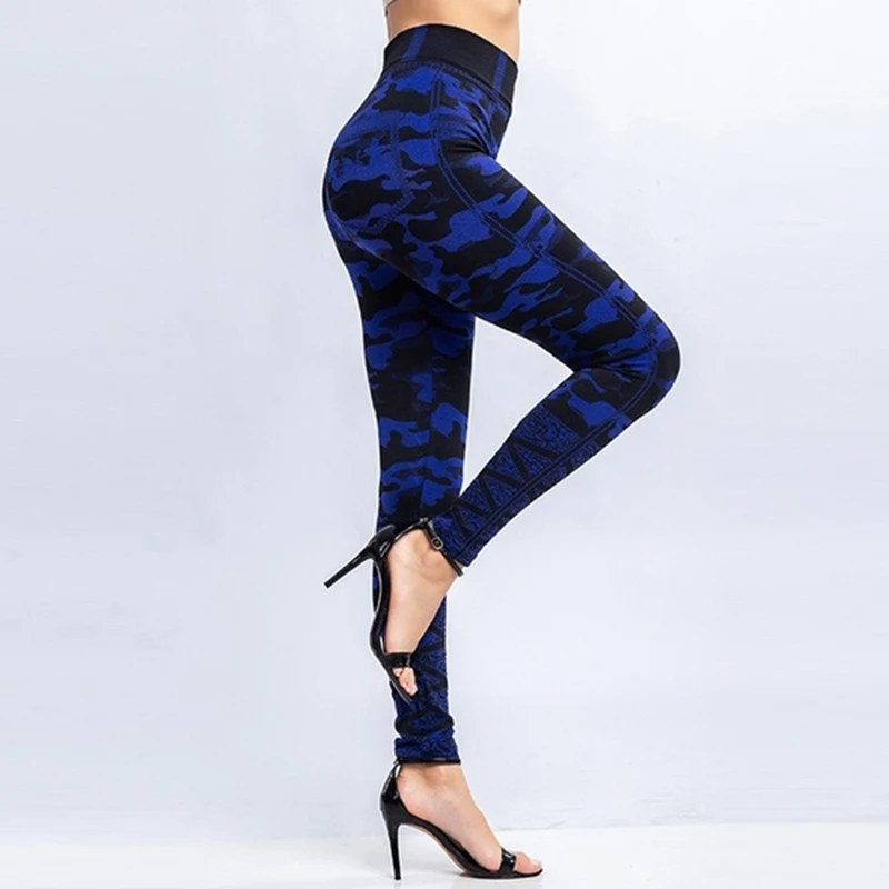 Women Camouflage Sports Yoga Leggings High Waist Gym Fitness Running Pants Seamless Stitching Hollow Sports Workout Leggings