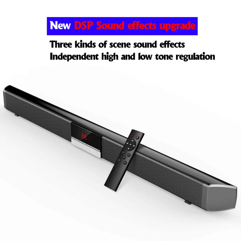 Soundbar Com Subwoofer Para TV Home Theater Wreless Bluetooth 5.0 Speakers 40W with Remote Control Aux-In Coaxial Optical for PC