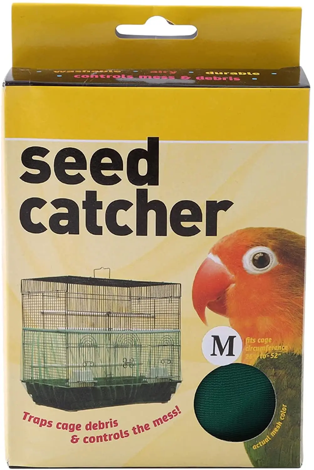 Airy Gauze Bird Cage Mesh Net Cover Seed Catcher Universal Dust-Proof Birdcage Accessories,Green (M)