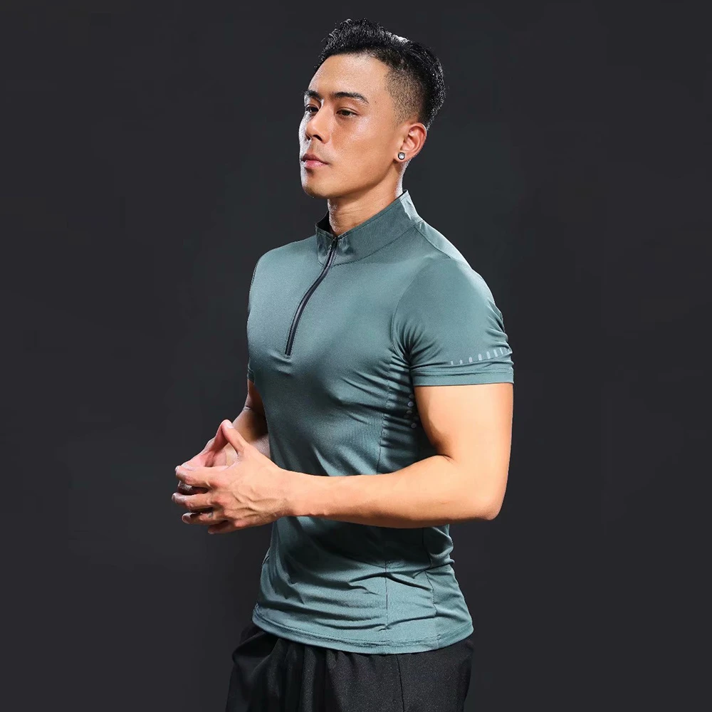 Nieuwe Mannen Sneldrogende Running Shirt Gewichtheffen Compressie Shirt Korte Mouwen Strak Fitness Rashgard|Training en training t- - AliExpress