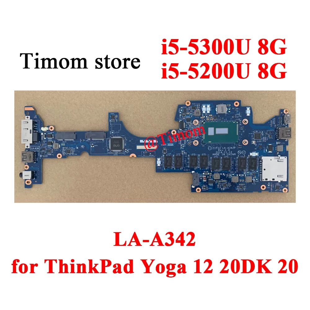 

I5-5300U 8G / i5-5200U 8G для ThinkPad Yoga 12 20DK 20DL Материнская плата ноутбука LA-A342P FRU 01AY534 01AY510 01AY528 01AY504 01AY535