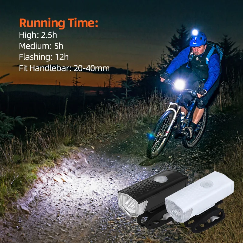 Lovcycling Rechargeable Bicycle Light Set Waterproof Runtime 12 Hours 300 Lumen Super Bright Fit All Bikes 