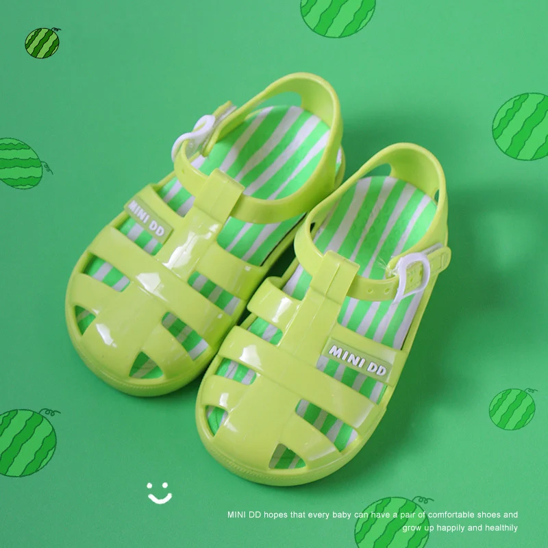 Sandalias romanas de color sólido para niñas, zapatos de gelatina suaves bonitos para bebés, zapatos de gelatina impermeables, novedad de 2021