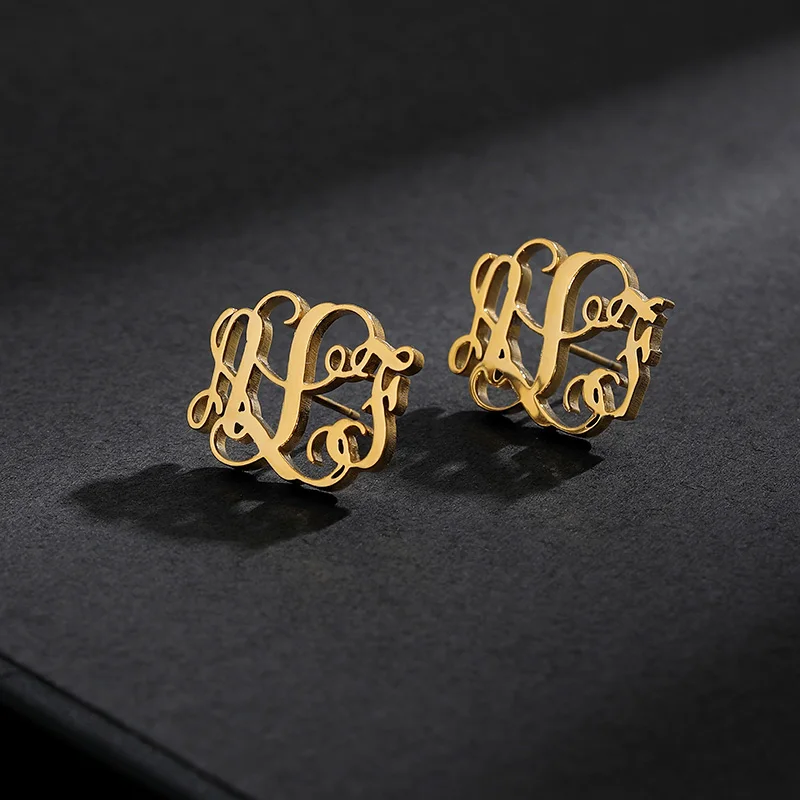Custom Stud Earrings Monogram Name For Women Bijoux Personalized Earring Customized Brincos Jewelry | Украшения и аксессуары