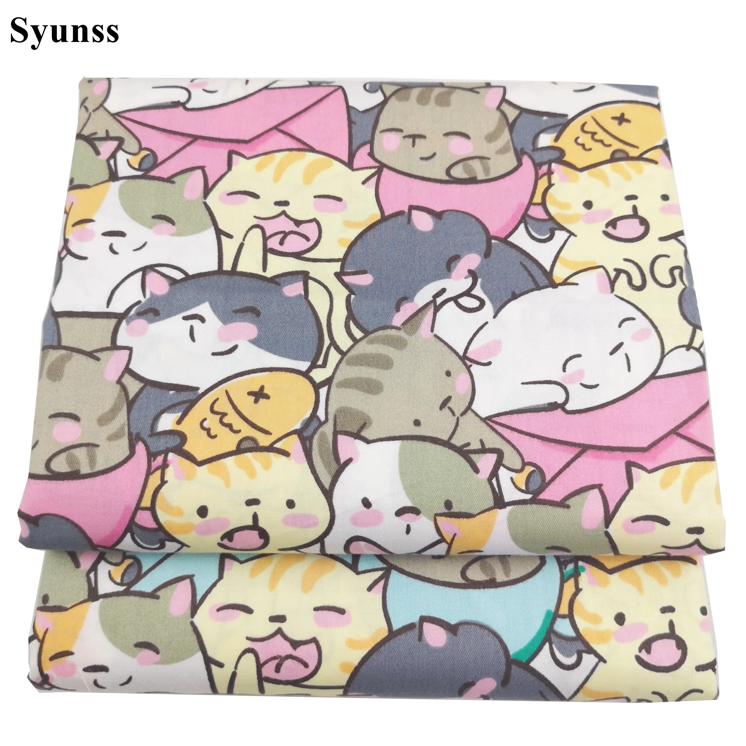 Syunss-Cute Cat Envelope Print Cotton Fabric, DIY Patchwork Quilting, Baby Cribs, Cloth Cushions, Blanket Sewing, New Syunss-Cute Cat Envelope Print Cotton Fabric, DIY Patchwork Quilting, Baby Cribs, Cloth Cushions, Blanket Sewing, New
