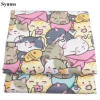 Syunss-Cute Cat Envelope Print Cotton Fabric, DIY Patchwork Quilting, Baby Cribs, Cloth Cushions, Blanket Sewing, New