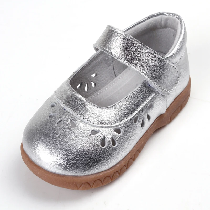 

Girls Shoes Leather Silver Mary Jane Soft Toddler Floral Cutouts Spring Summer Autumn Wedding Kids Chaussure Nina Zapatos New