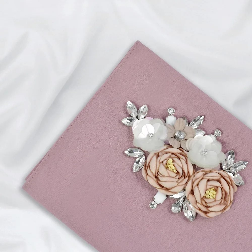 Dubai Arabia Woman hijab Solid Color Chiffon embroidery Popular Shawls Scarf Headband Muslim Turban abaya Diamonds (5)