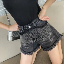 Women Jeans Spring Summer Short Chain Fringed Pants Slim Heavy High Waist Denim Sexy korean Harajuku Casual Shorts denim Jeans