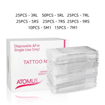 Agujas de tatuaje variadas desechables, 200 uds, RL/RS/M1, maquillaje permanente Microblading para máquina de lápiz para tatuaje de cejas Cartucho