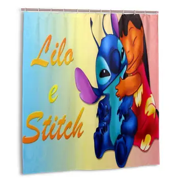 

Lilo And Stitch Two Stole Christmas Shower Curtain with Hooks bathroom Waterproof Polyester Fabric
