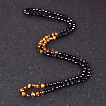 Black Onyxs Meditation Necklaces Natural Tiger Eye Stone Obsidian Necklaces