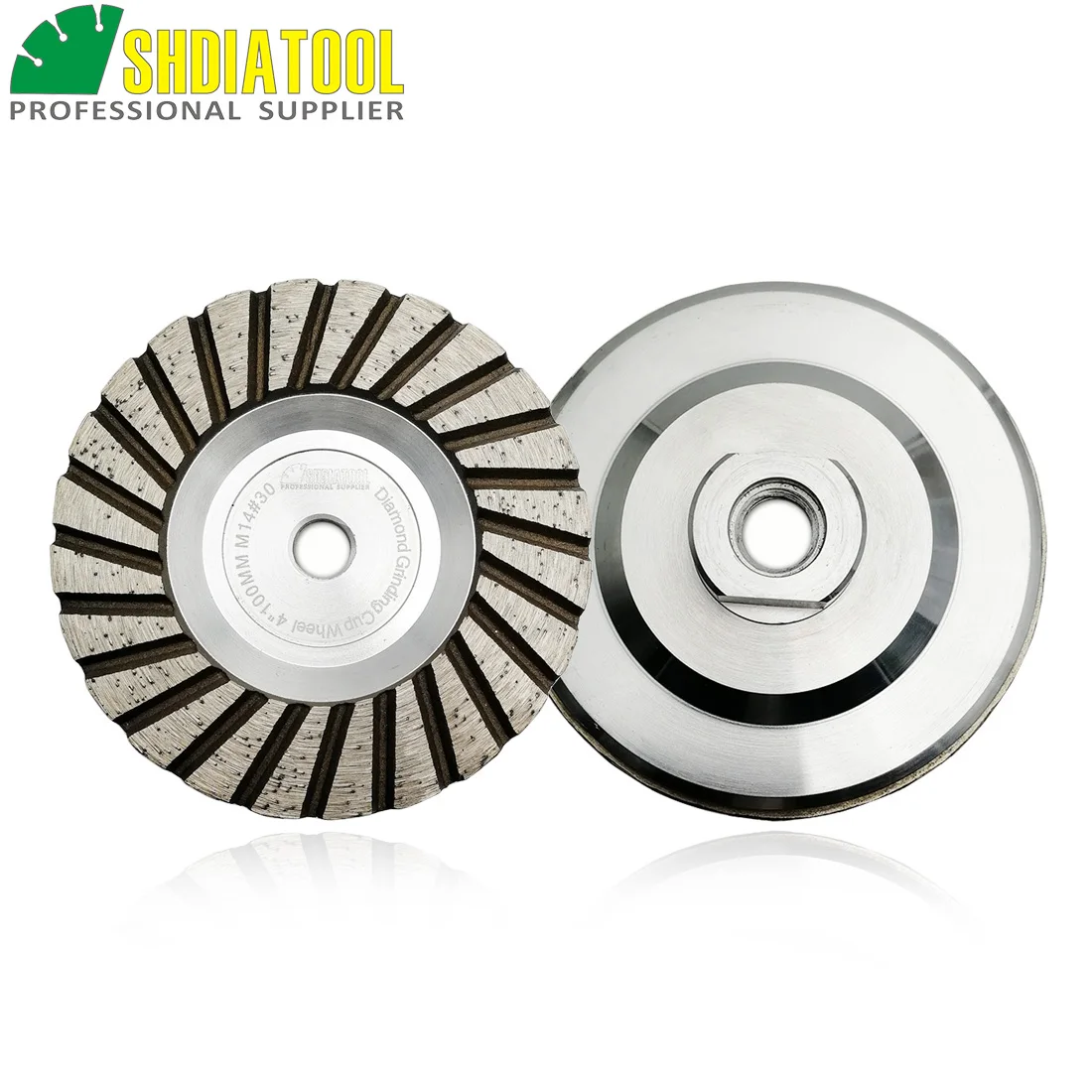 

SHDIATOOL 2pcs Dia 4"/100mm M14 Thread Aluminum Based Grinding Cup Wheel Diamond Grinding Disc Granite Marble Grinding Wheel