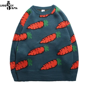 

Lindsey Seader Carrot Printed Knitted Pullover Jumper Sweaters Streetwear Casual Long Sleeve Turtleneck Knitwear Sweater Men