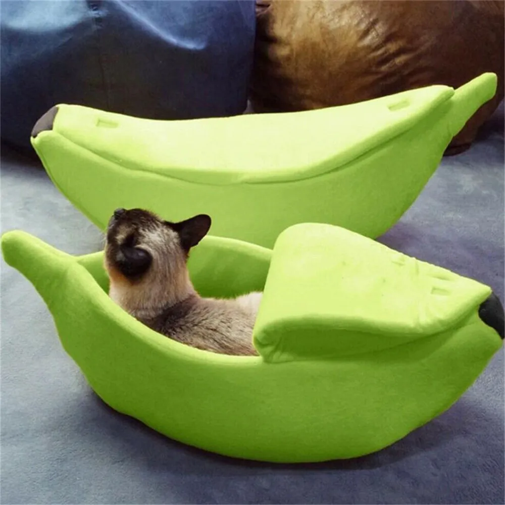 4 размера кровать для маленьких домашних животных в форме кожуры банана пушистая теплая мягкая плюшевая дышащая кровать банан кошка домик милая мягкая подходящая подушка
