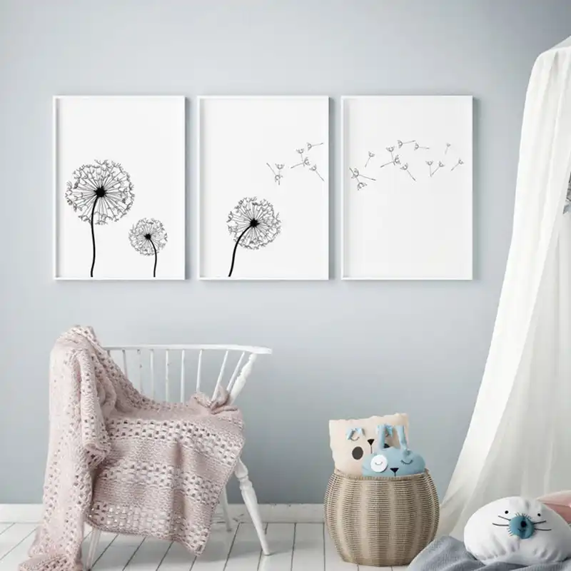 2020 Diente De Leon Impresiones De Arte De Pared Minimalista Decoracion De Pared Poster Impresiones Blanco Y Negro Decoracion Pintura En Lona Imagen Decoracion Para El Hogar Aliexpress
