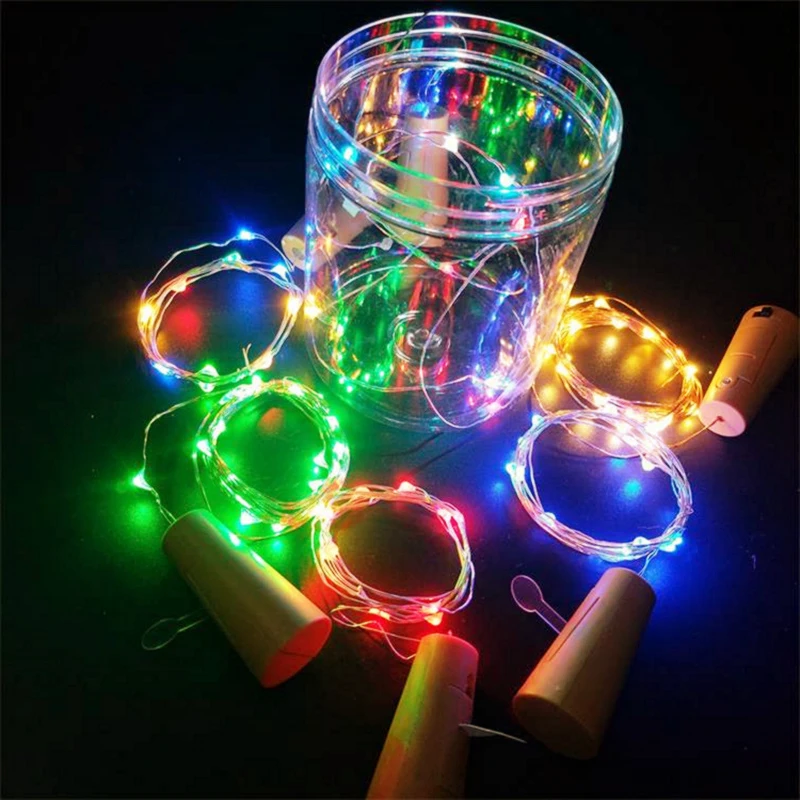 Светодиодная лента RGB огни 2 м медная проволока пробковая образная пробка мигалка лампы с тематикой из сказок светодиодная цветная подсветка полосы вечерние рождественские украшения