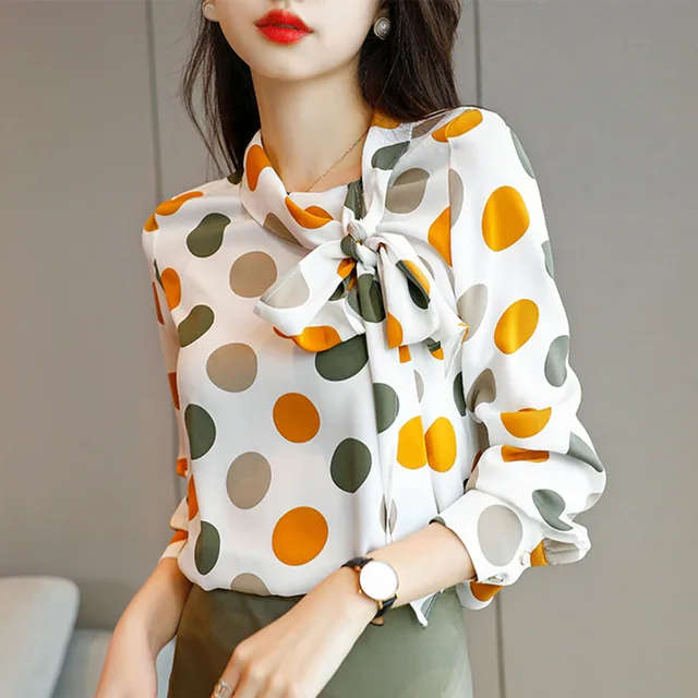 Mstyle Womens Round Neck Casual Long Sleeve Bowknot Fashion Printing T-Shirt Blouse Top 
