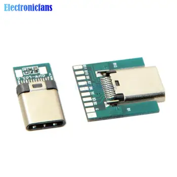 

USB 3.1 Type C Connector 24 Pins Male Female Socket Connector Plug for Solder Wire & Cable 24P PCB Board Module