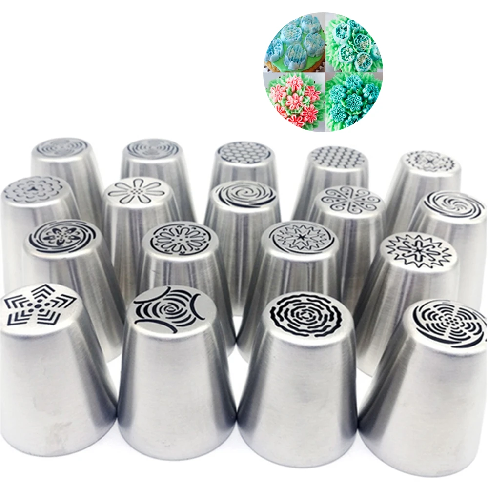 

18 Patterns Dessert Nozzle Tips Set Christmas Kitchen DIY Icing Piping Cream Reusable Pastry Nozzle Cupcake Cake Decorating Tool