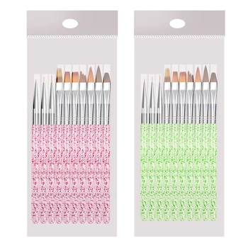 

10PCS/Set UV Gel Brush Liner Painting Pen Acrylic Drawing Brush for Nails Gradient Rhinestone Handle Manicure Nail Art Tool