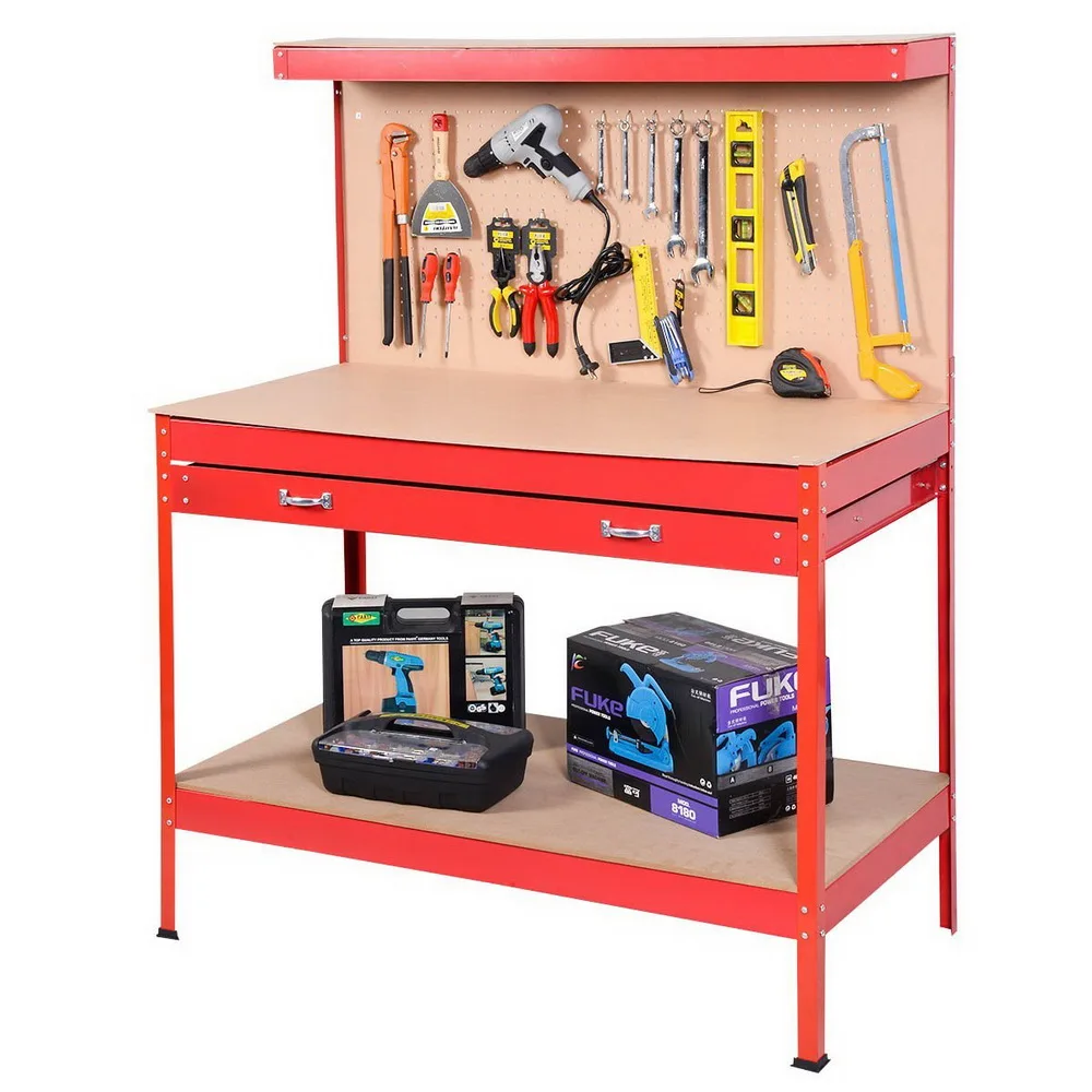 

Wood Steel Hanging Tool Table Home Workshop Tool Storage Cabinet Black J99Store