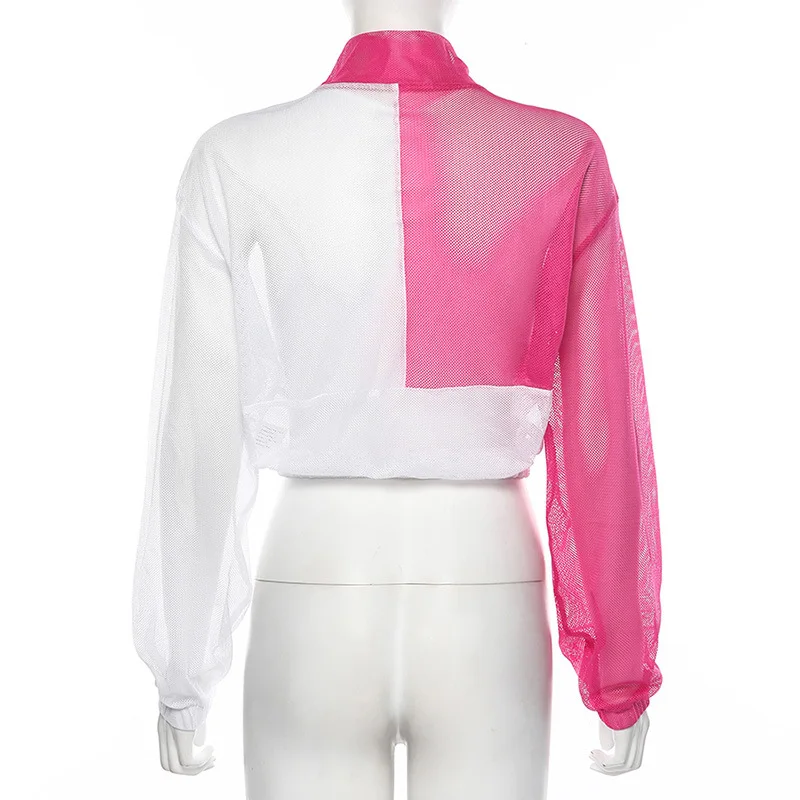 ArtSu, Женский лоскутный сетчатый топ, сексуальный, длинный рукав, прозрачный, короткий, футболка, ажурный топ, футболка, женская уличная одежда, ASTS21162