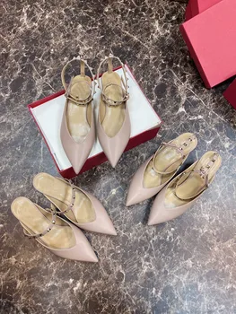 

Summer 2020 new Muller shoes temperament, semi-drag women's shoes, high heel sandals, flat bottom / 4.