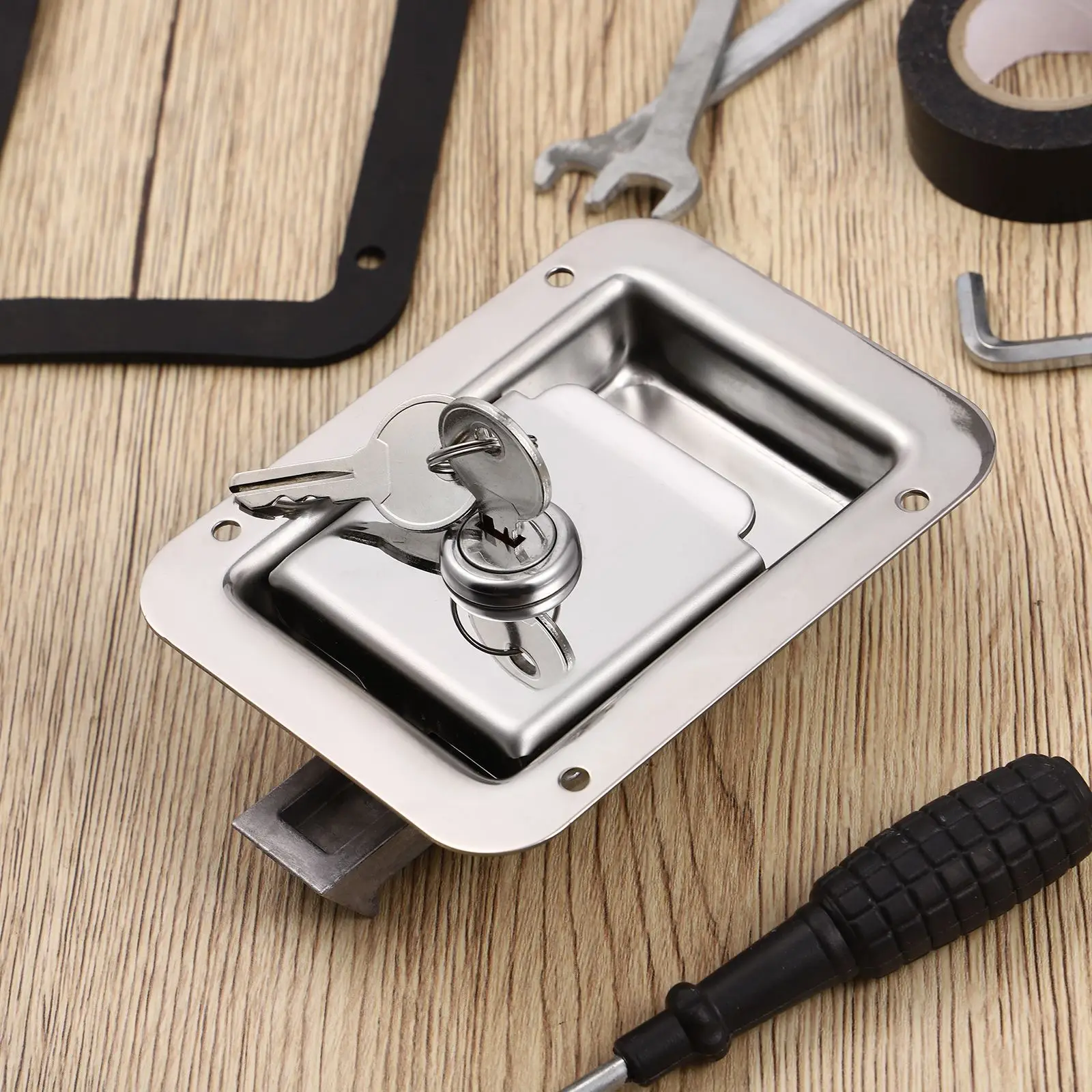 Stainless Steel Paddle Handle Lock Door Latch Heavy Duty Flush Mount for Door Handles RV