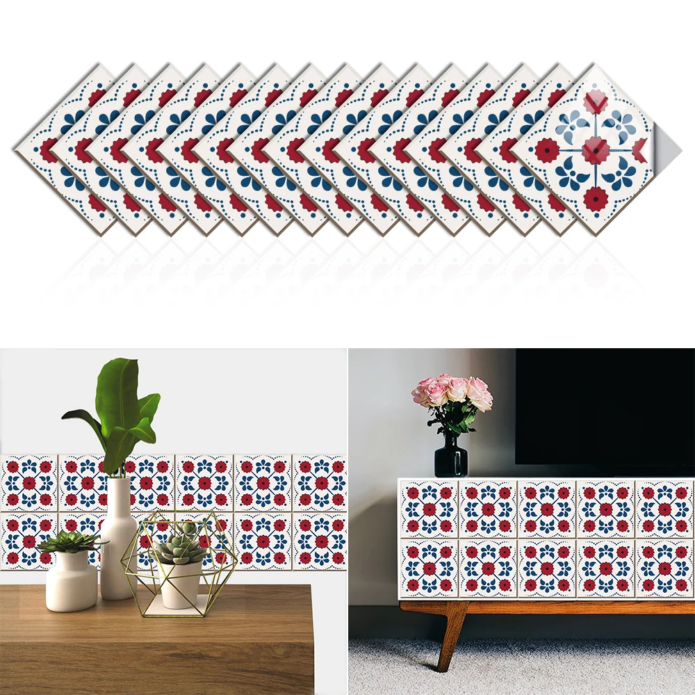 Wall Stickers Self Adhesive Wall Stickers Vinyl Stickers Vinyl Wall Stickers Self Adhesive Stickers Tiles Sticker Transfers 15pcs/set 8/12/15cm Europe Style Floor Tiles Diagonal Wall Stickers