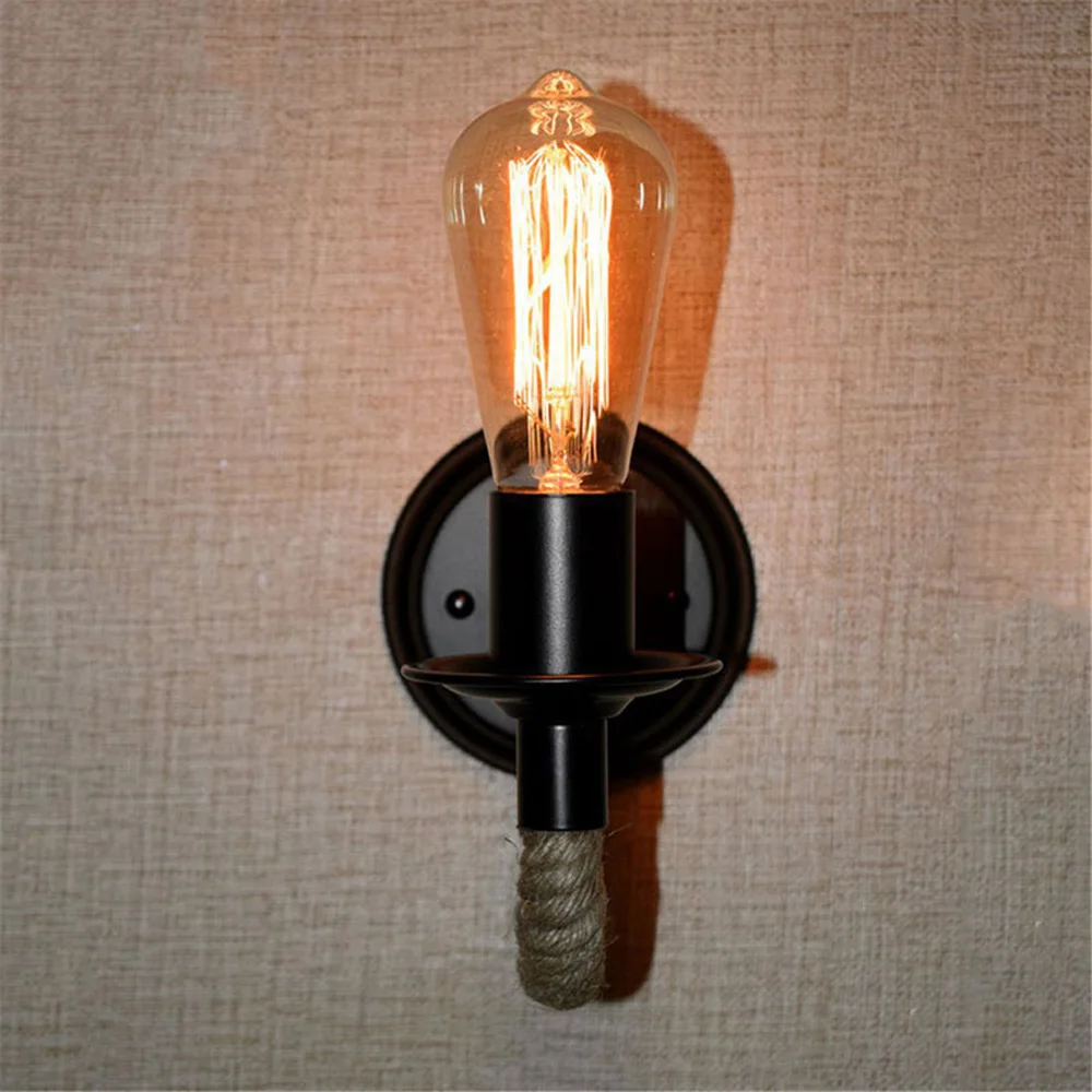 

Hemp Rope Wall Sconce Industrial Loft Vintage Wall Lamp Lights Lighting Fixture