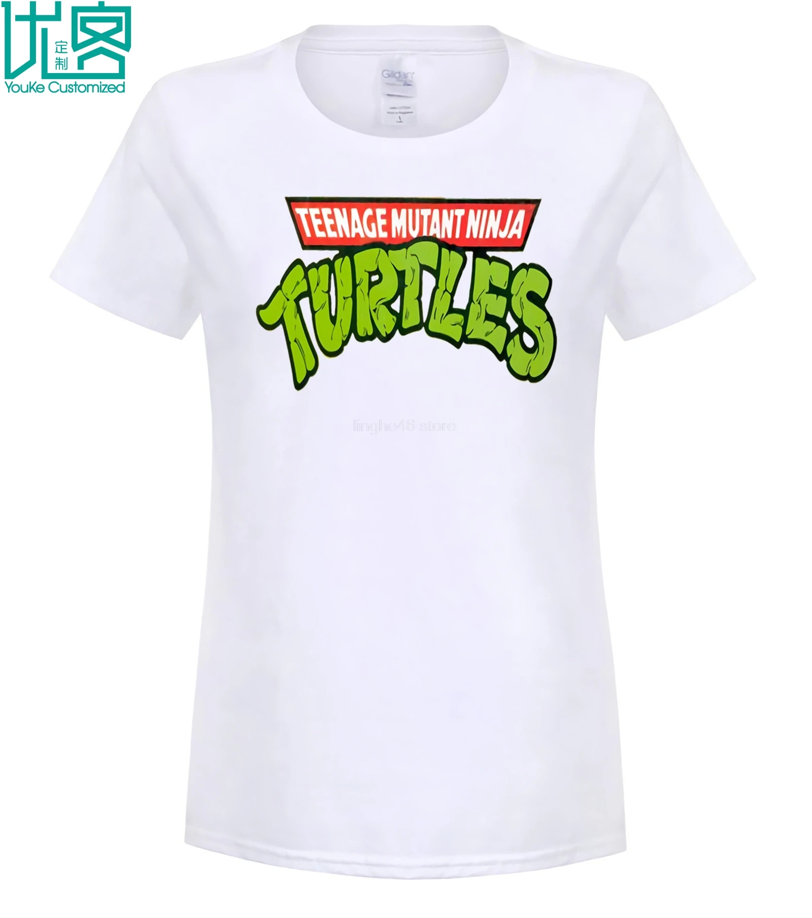 Teenage-Mutant-Ninja-Turtles-Classic-Logo_9096e7b3-16de-4f99-8e08-bb48eb5114ab футболки на заказ - Цвет: women white