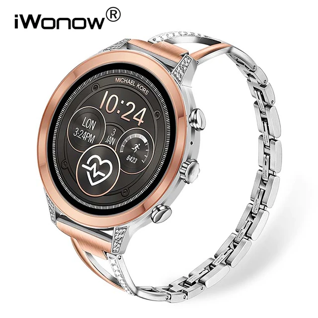 Diamond & Stainless Steel Watchband for Michael Kors Women's Access Runway  / Sofie / Sofie HR Smart Watch