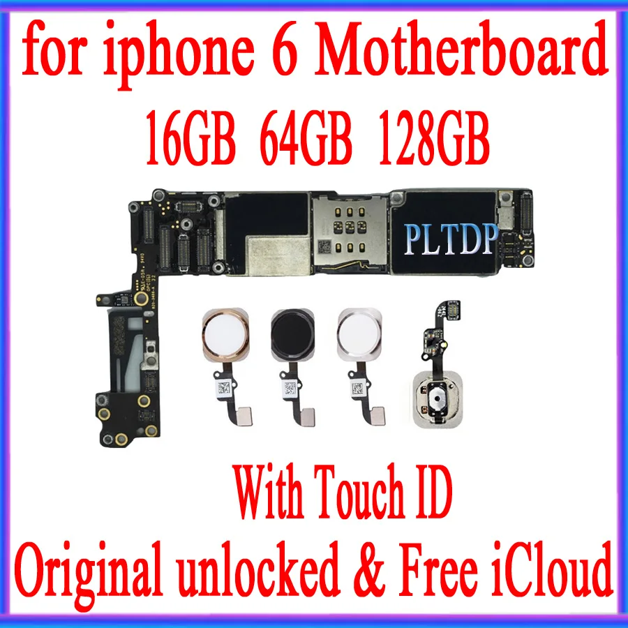 Заводская разблокированная оригинальная материнская плата для iphone 6 iCloud с/без Touch
