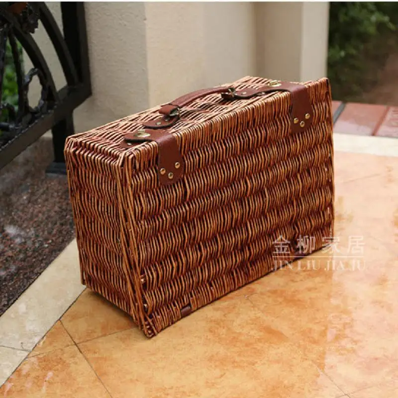 Wicker Bin Outing The Cane Makes Up The Picnic Basket Receive Mobile Fruit Basket Basket Receive Basket Outdoors For A Picnic - Цвет: Model 1