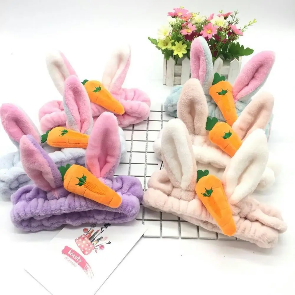 

36Pcs/Lot DIY Simple Multi Plush Carrot Bunny Ears Head Bands Elastic Wash Face HeadBands Hair Styling Tools Accessory HA986