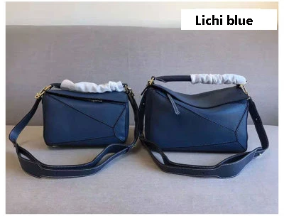 lichi blue Nuleez сумка с геометрическим рисунком, яркий седельный кошелек, Li-chi, простая Подушка, первый слой, Воловья кожа, настоящая, роскошная, качественная, Классическая - Цвет: lichi blue