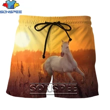 SONSPEE Horse Fashion  Funny 3D print Men Beach Shorts Summer Men's Fashion Casual Swimming Board Shorts Drop Shipping
