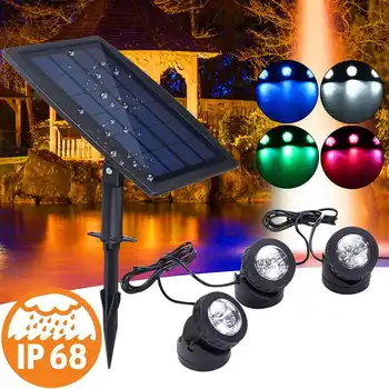 

18 LED Solar Powered 3 Lamps Landscape Spotlight Projection Light for Garden Pool Pond Outdoor Lighting Underwater Lights
