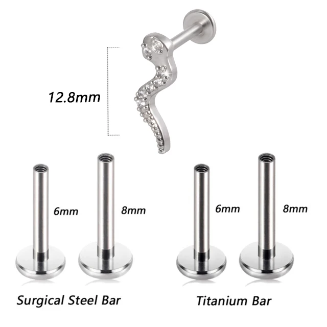 1PC G23 Titanium&Steel 16G CZ Gem Moon Labret Lip Bar Ring Crystal Flower Ear Cartilage Tragus Helix Piercing Screw Fit Top 16g Style O