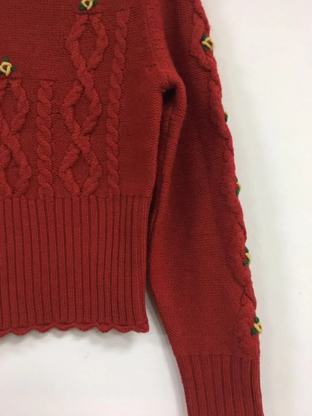 Осень и зима, женский короткий свитер в винтажном стиле с цветочной вышивкой
