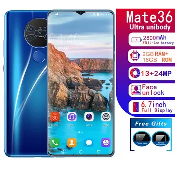 

Mate36 6.7 inch water drop screen 2+16GB mobile phone smart phone Face recognition technology phones