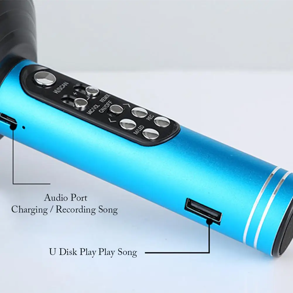 Портативный Bluetooth беспроводной микрофон с мигающими огнями Handhold динамик для